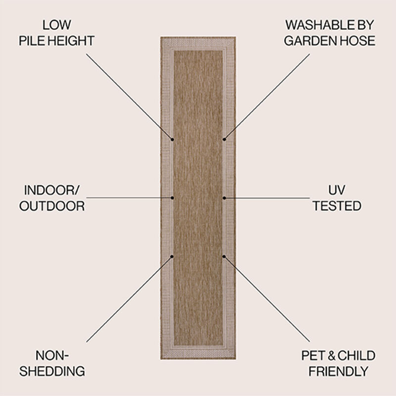 Hali Coastal Casual Wide Stripe Border Indoor/Outdoor Area Rug