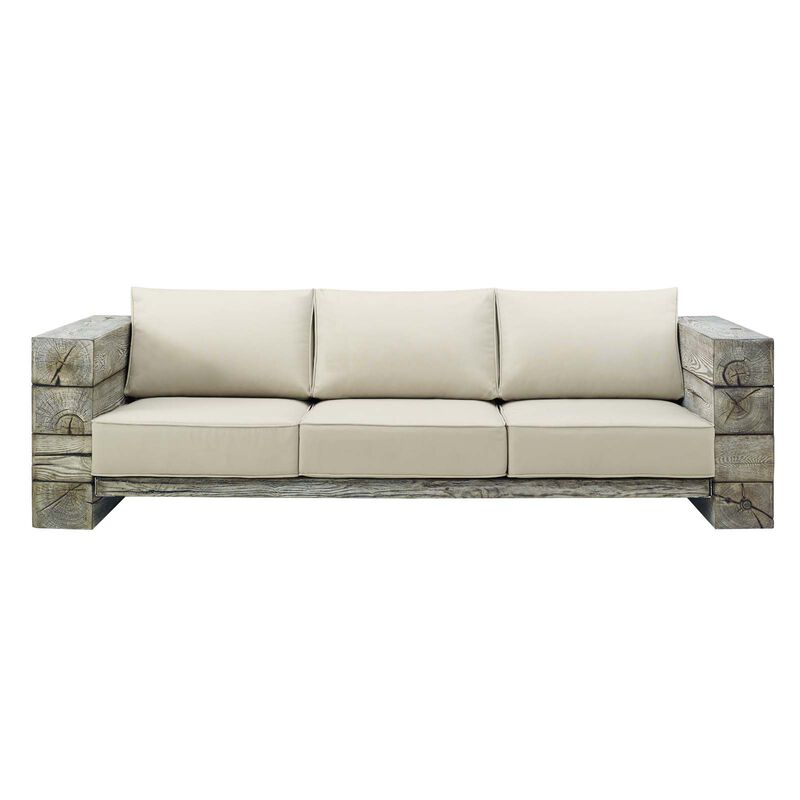 Modway - Manteo Rustic Coastal Outdoor Patio Sunbrella&reg;  Sofa Light Gray Beige image number 3