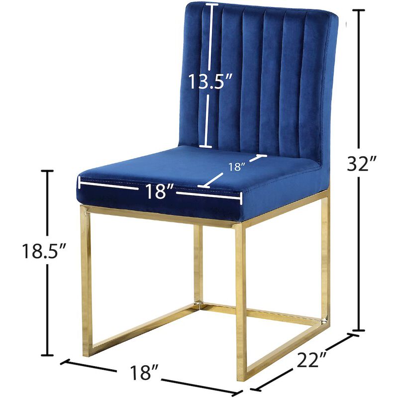Meridian Furniture Giselle Navy Velvet Dining Chair, Set of 2