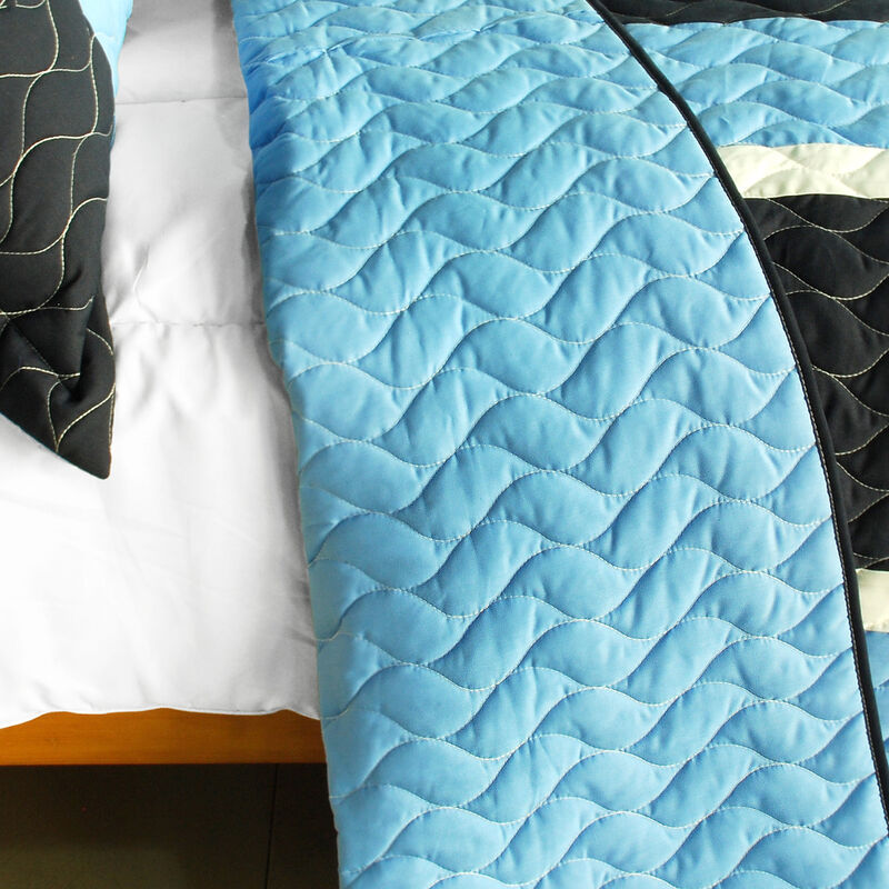 3 Piece Vermicelli Quilted Patchwork Quilt Set Peace of Mind Collection image number 3
