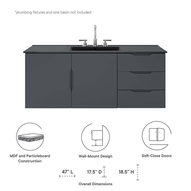 Vitality 48" Double or Single Sink Compatible (Not Included) Bathroom Vanity Cabinet