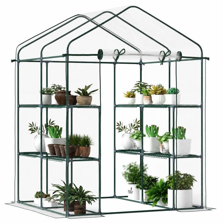 WOW PIONEER Portable Walk-In Greenhouse Kit with Built-In Four Shelves for Year-Round Outdoor Plant Growing and Weather Protection