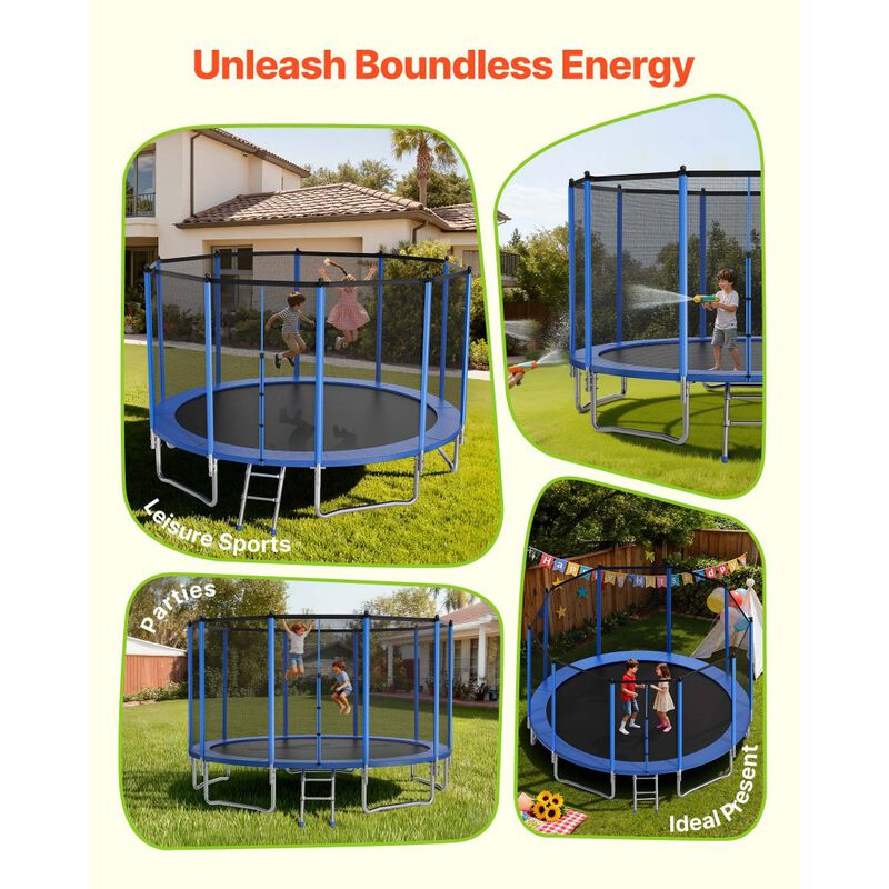 Heavy Duty Outdoor Trampoline with Enclosure Net, Round Backyard Trampoline for Kids & Adults image number 2