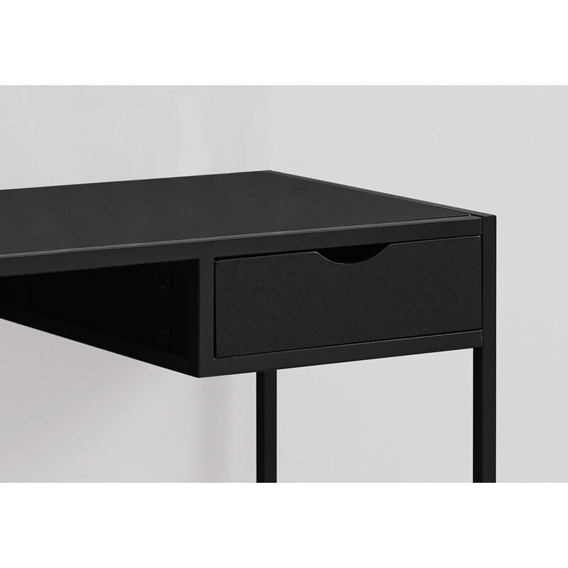 Monarch Specialties I 7220 Computer Desk, Home Office, Laptop, Storage Drawer, 42"L, Work, Metal, Laminate, Black, Contemporary, Modern