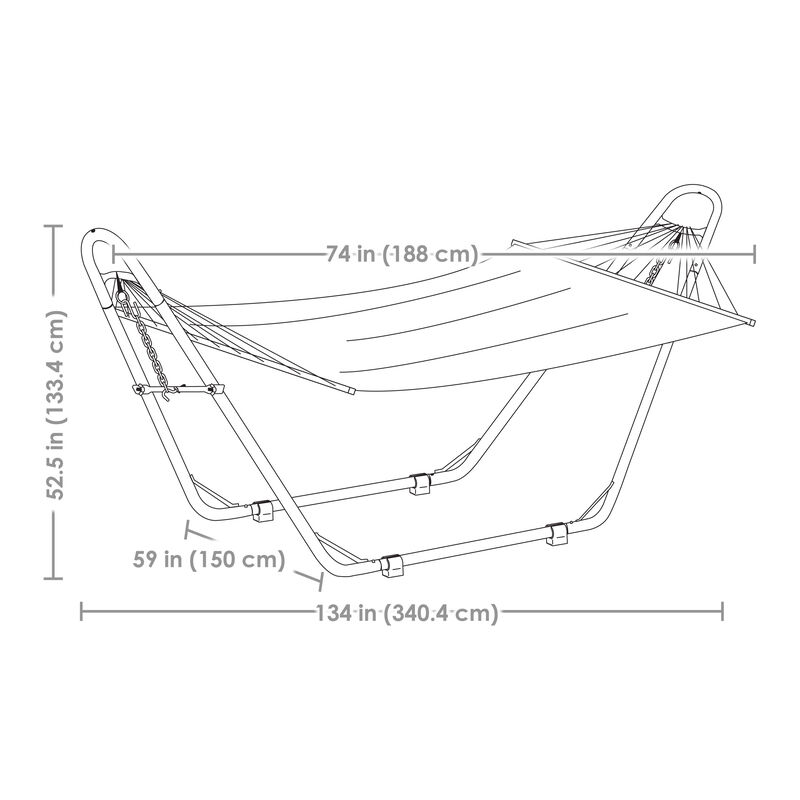 Sunnydaze Large Cotton Hammock with Universal Steel Stand - Calming Desert