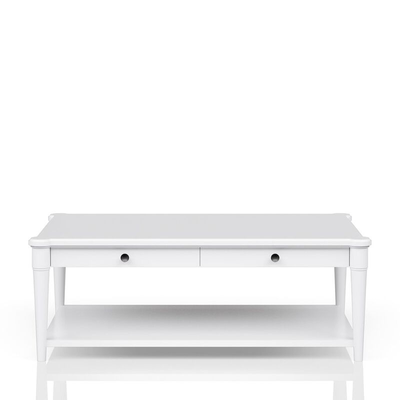 Wilmington Wood Top Cocktail Table W/ Casters-White