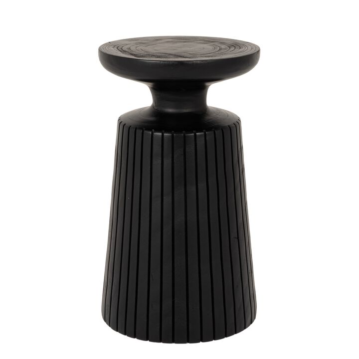Paulownia Wood Planter and Pedestal End Table, Black