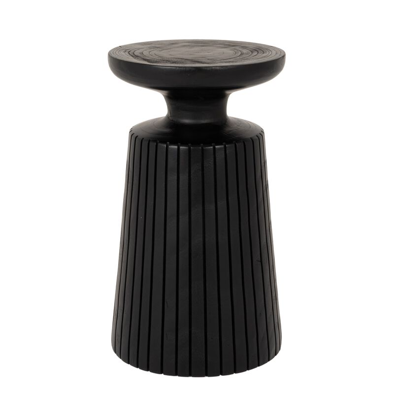 Paulownia Wood Planter and Pedestal End Table, Black image number 0