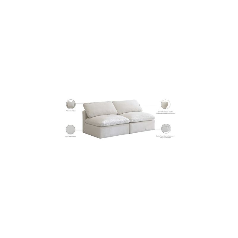 Meridian Furniture Plush Cream Velvet Standard Comfort Modular Sofa