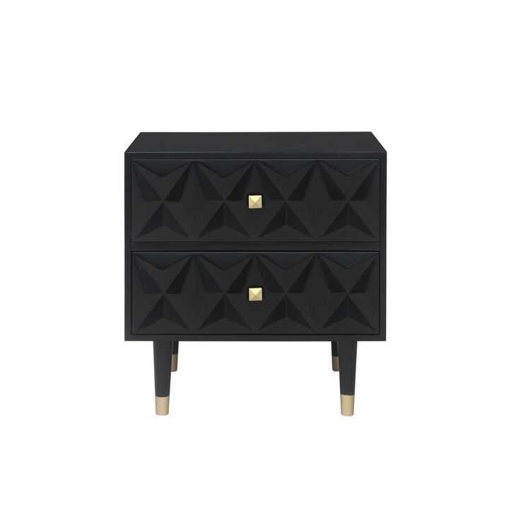 Linon Two Drawer Geo Texture Nightstand