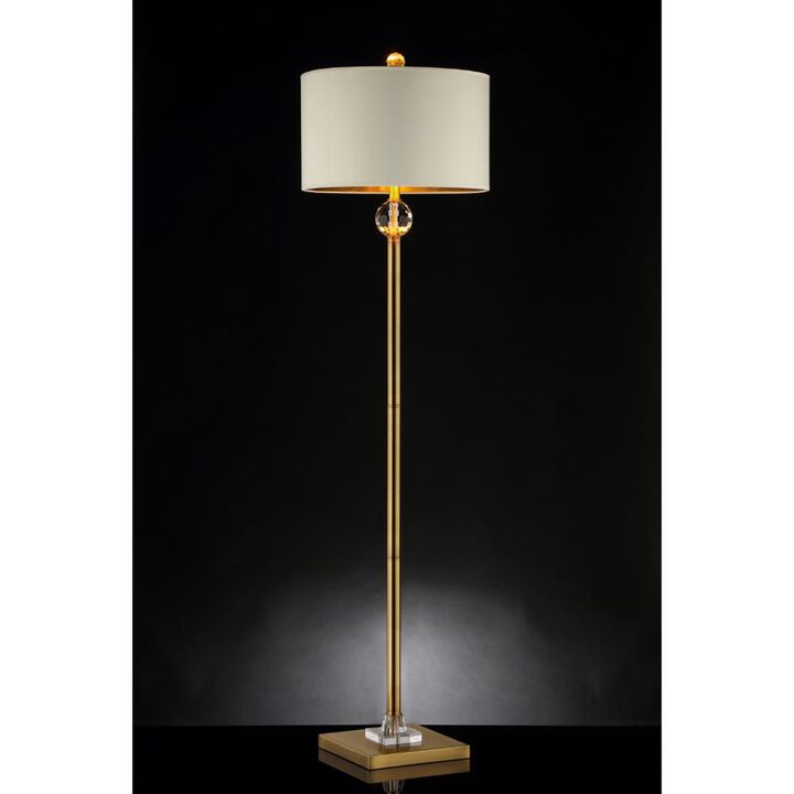 Hivvago 63" Gold Column Floor Lamp With Off White Metal Drum Shade