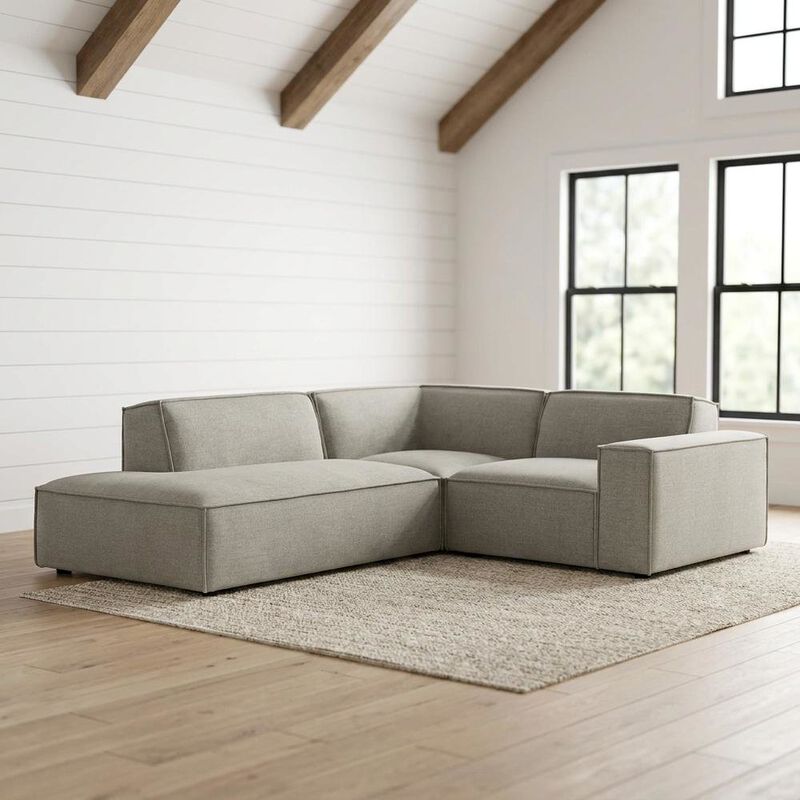 Performance Fabric Modular L-Shaped Sectional Sofa for Living Room, Pewter image number 3