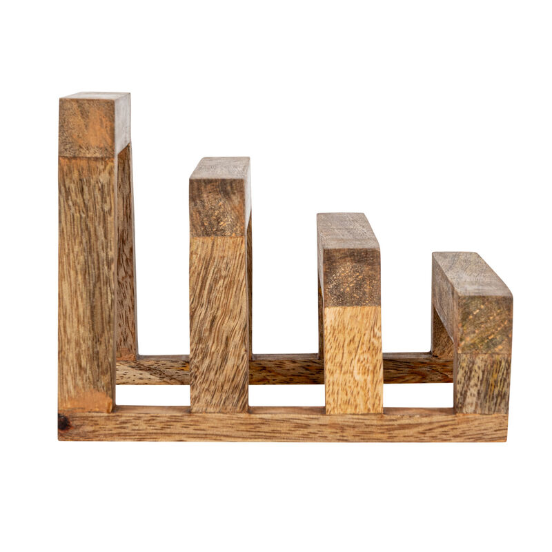 6 Inches Mango Wood Cutting Board Stand with 3 Sections for Kitchen, Natural image number 4
