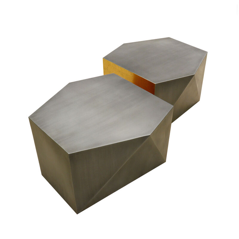 Pasargad Home Urban Chiz Style Coffee Table Set, Grey