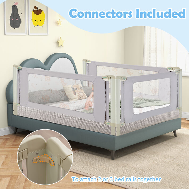 Baby Bed Guard Rail with Vertical Lifting Design and Double Lock for Kids Bed-Grey image number 7
