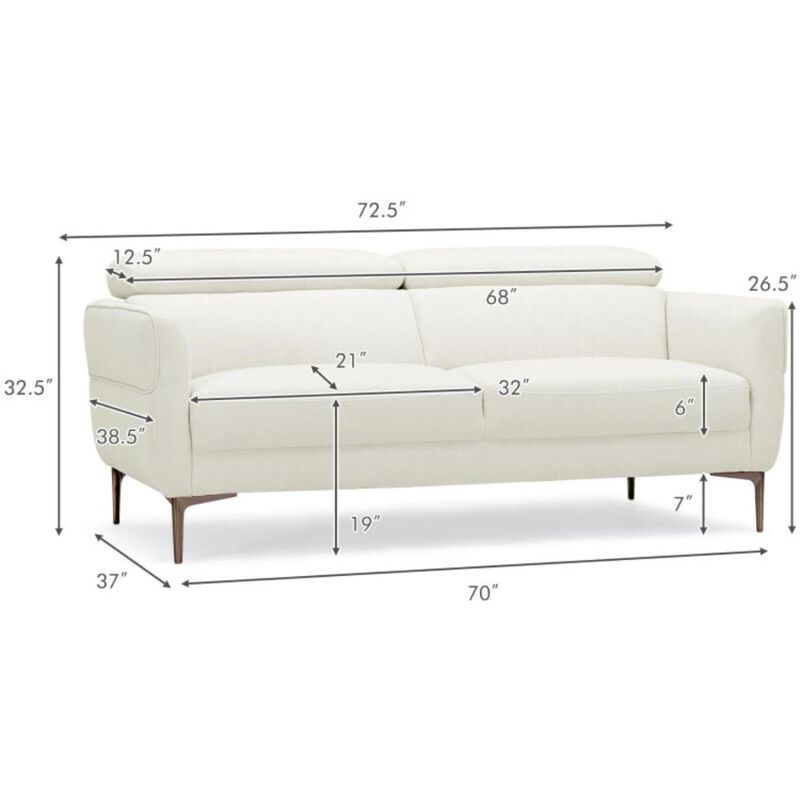 Hivvago Modern Fabric Loveseat Sofa Couch with Adjustable Headrest image number 7