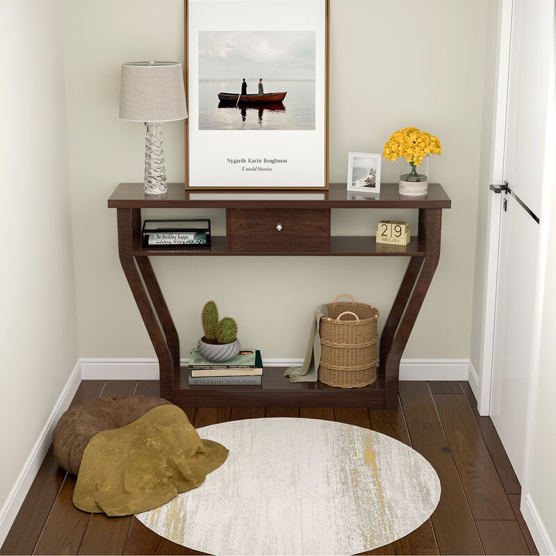 Modern Sofa Accent Table with Drawer image number 2