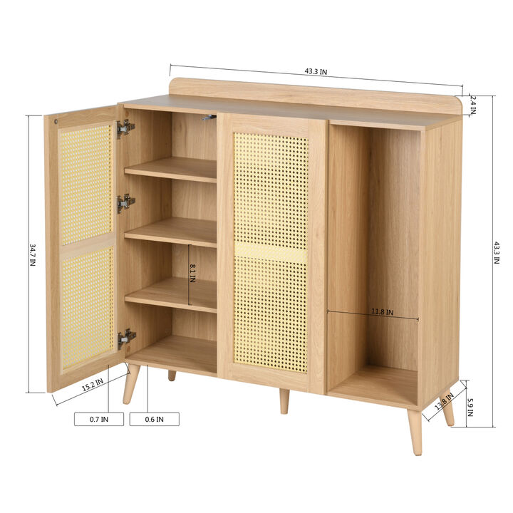 43" Tall Accent Cabinet Chests with 2 Doors, Oak