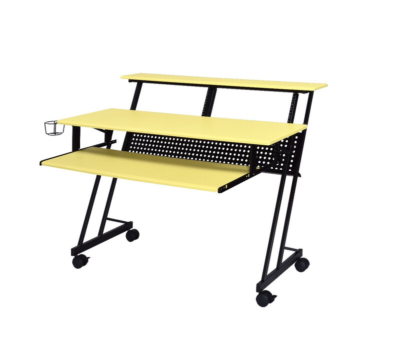 HomeRoots 47" Yellow and Black Computer Desk image number 3