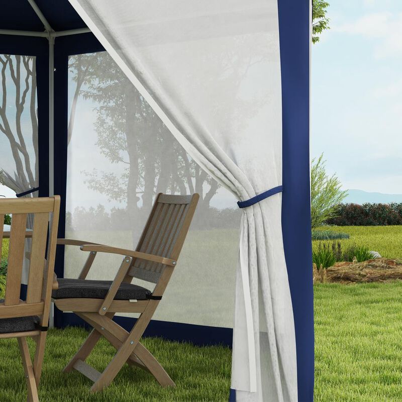 Hivvago 13' x 11' Hexagon Party Tent Canopy with Protective Mesh Walls image number 7