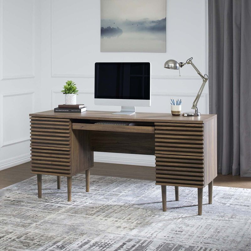 Modway Render Mid-Century Modern, Office Desk, Walnut image number 6