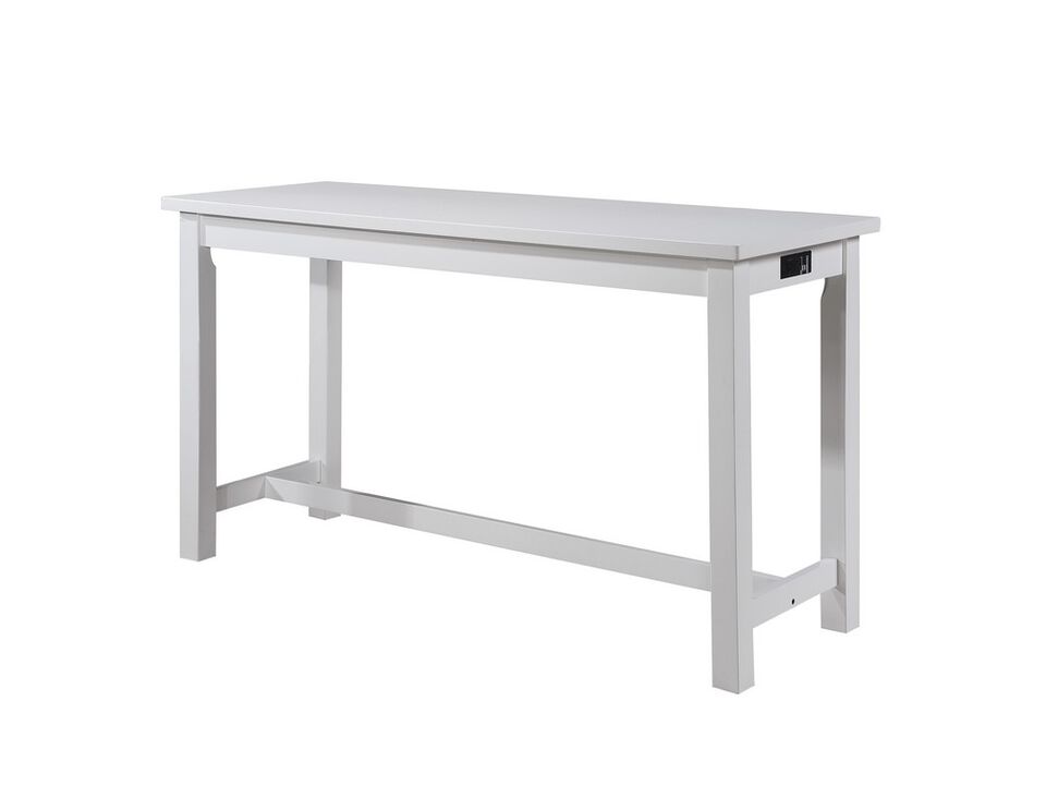 1 Drawer Counter Height Table with Backless Stools,Set of 4,White and Gray - Benzara