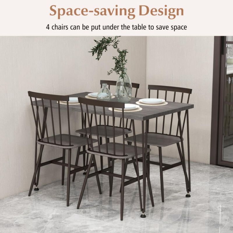 5-Piece Dining Table Set for 4 with 360&deg; Swivel Feet for Small Place