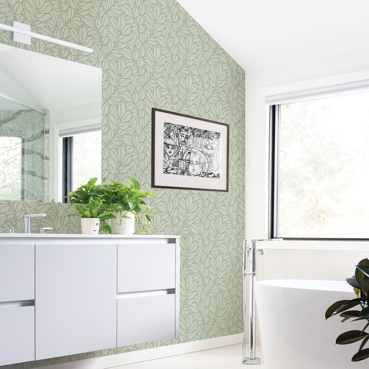 Coraline Green Leaf Wallpaper