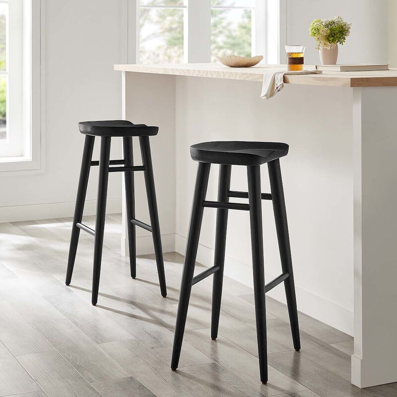 Saville Backless Wood Bar Stools Set of 2 image number 8