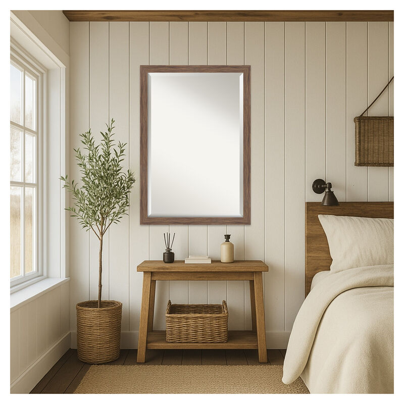 Pia Medium Brown Narrow Beveled Framed Wall Mirror image number 4