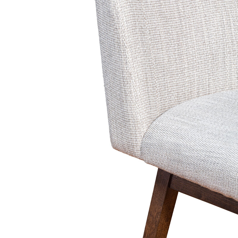 Basila Swivel Stool in Brown Oak Wood Finish with Beige Fabric