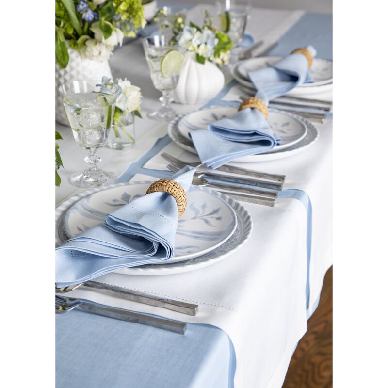Solino Home Classic Hemstitch 100% Linen Placemats &ndash; Set of 4, 14 x 19 in, Machine Washable, Holiday and Everyday Dining