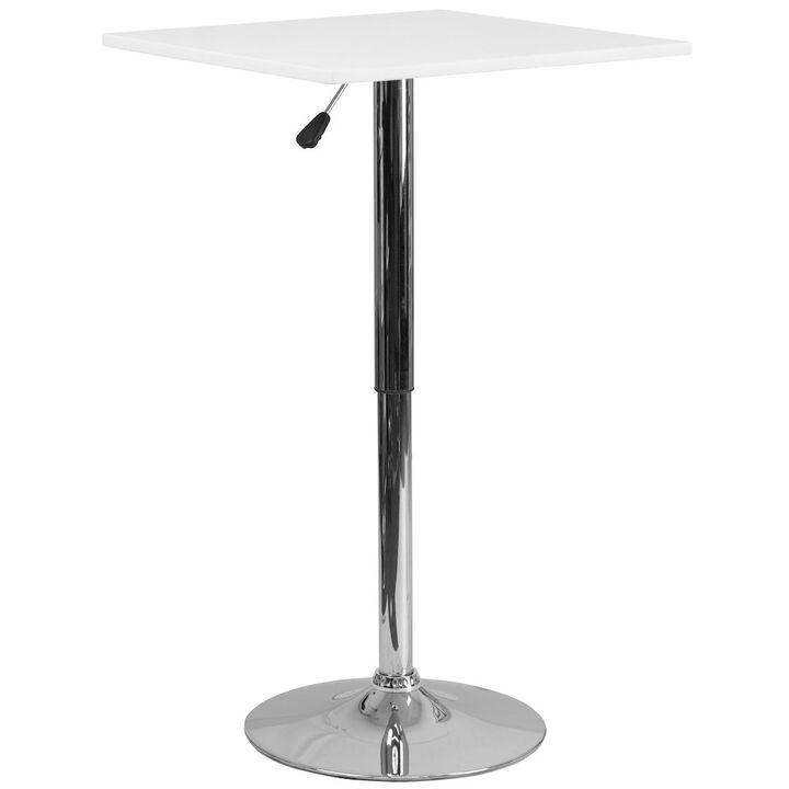 Flash Furniture 23.75'' Adjustable Height White Wood Swivel Top Table
