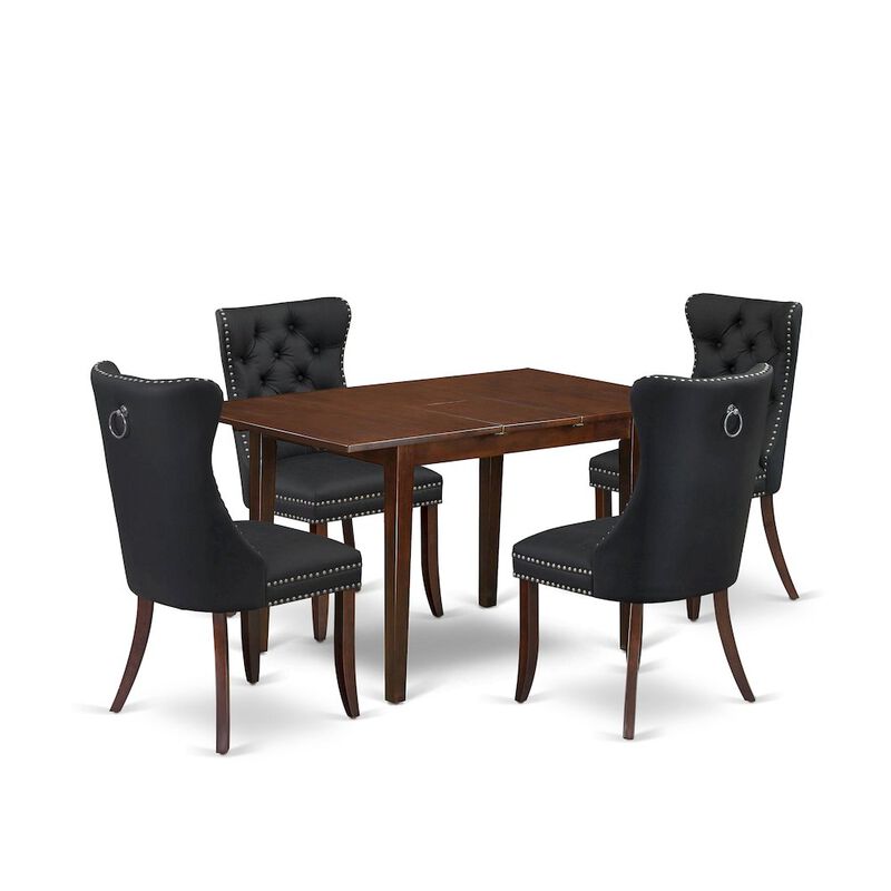 5 Piece Kitchen Table Set Contains a Rectangle Dining Table with Butterfly Leaf