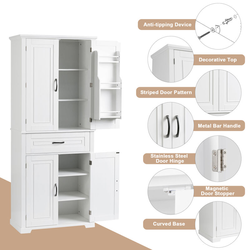 Whisen Bathroom Storage Cabinet with Doors, Adjustable Shelf and Drawer
