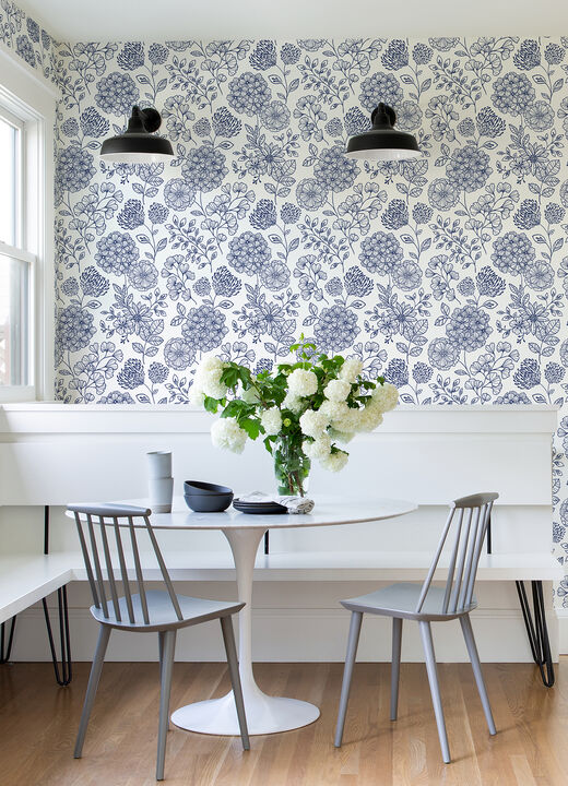 Ada Blue Floral Wallpaper