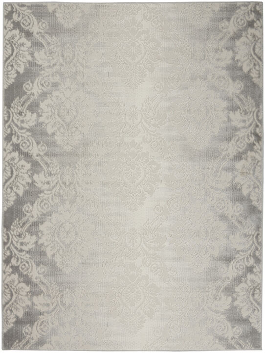 HomeRoots Damask Distressed Non Skid Area Rug