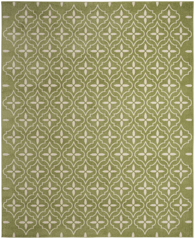 HomeRoots 5' X 7' Green And Ivory Geometric Indoor Outdoor Area Rug image number 0