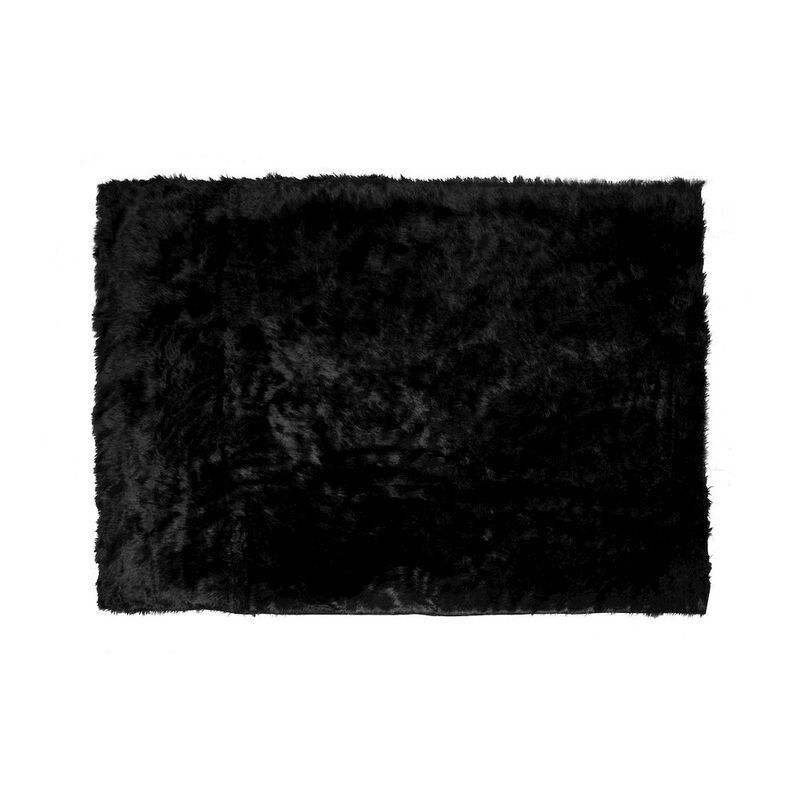Glamour Home Ailis Faux Sheepskin Fur Area Rug Black Rectangular 5x3