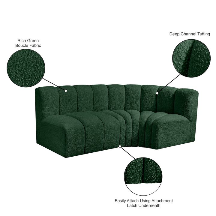 Meridian Furniture Arc Green Boucle Fabric Modular Sofa
