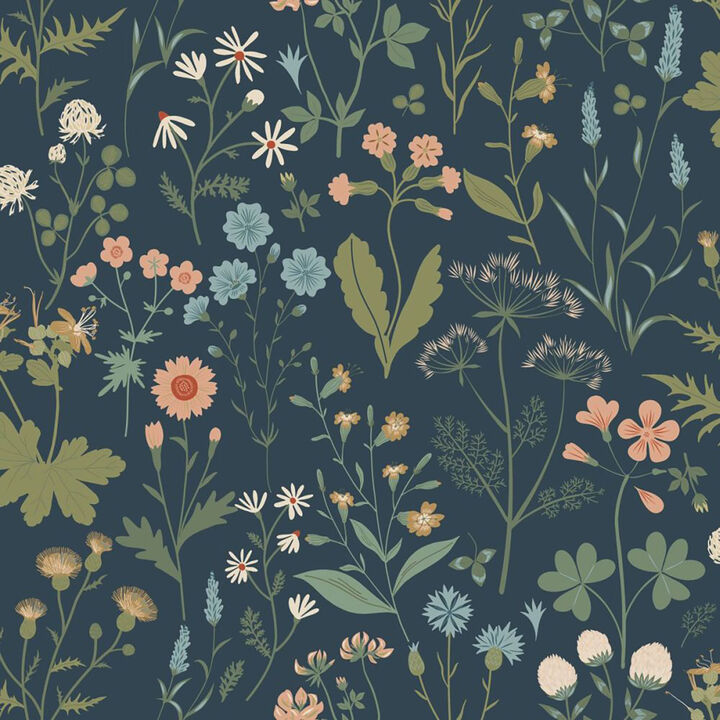 Letitia Indigo Summer Meadows Wallpaper