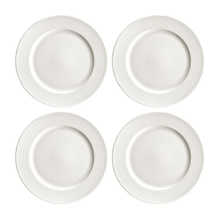 Loop dia.10.5" Round Warm White Porcelain Plate (Set of 4)