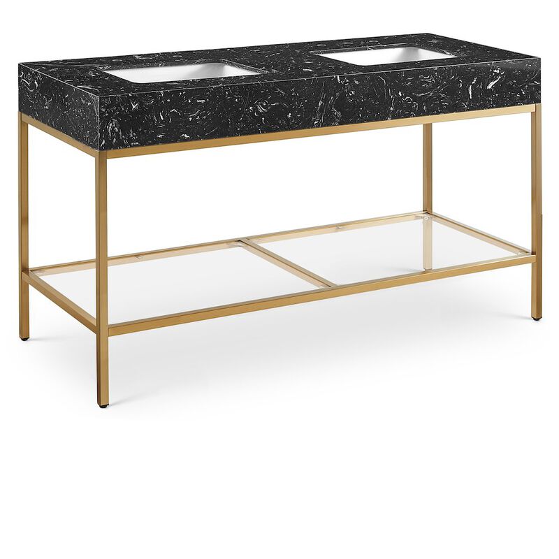 Meridian Furniture Marmo Black Engineered Marble Bathroom Vanity