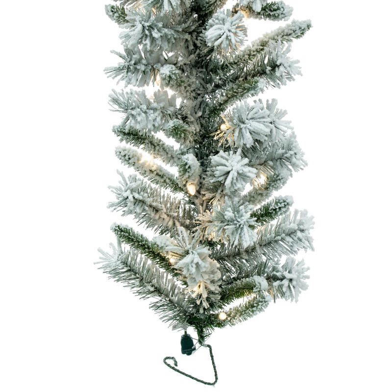 Vickerman 9' Snow Ridge Artificial Christmas Garland - Pure White LED Lights - Faux Snowy Christmas Garland - Flocked Garland - Indoor Seasonal Home Decor image number 2