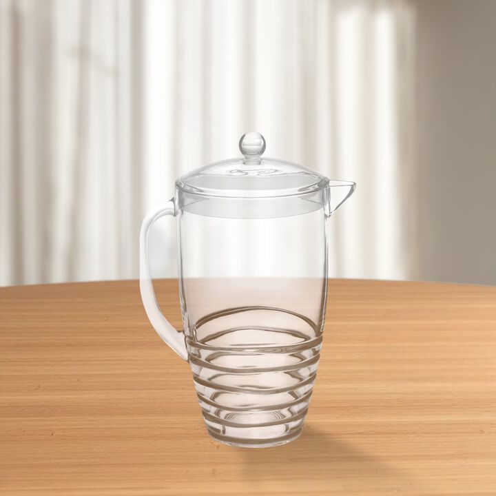 HomeRoots 2.5 Quart Clear Swirl Acrylic Pitcher