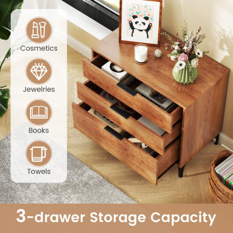 Hivvago 3 Drawer Dresser with Interlock System for Bedroom Living Room
