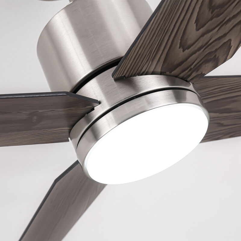 52 in. Sand Nickel Integrated LED 6-Speed Ceiling Fan with Light and Remote