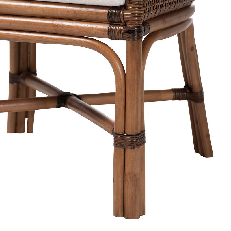 bali & pari Bella Rattan Dining Chair with Cushion - Handwoven Wicker Accent Side Chair with High Backrest, Coastal Boho Seating for Kitchen or Dining Area, Coffee Bean image number 5