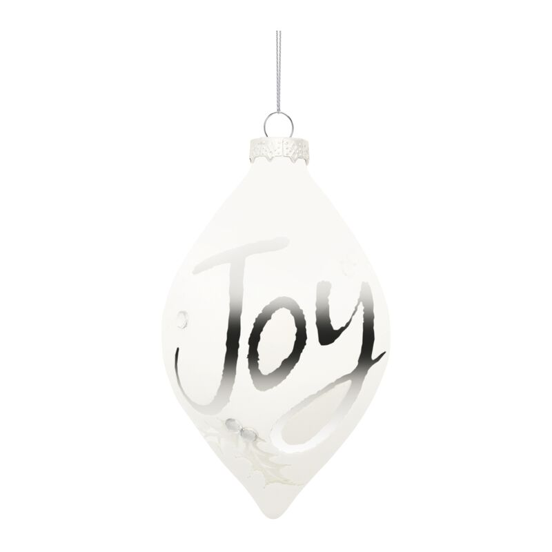 Frosted Joy Glass Ornament Set of 6 for Festive Tree, Garland, or Mantel Styling