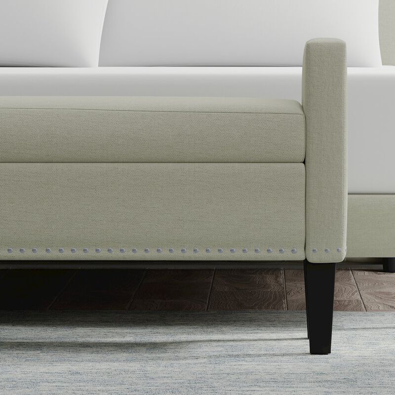 Rize Home 51.25 Storage Bench with Nailhead Trim - Beige image number 3
